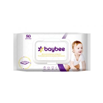 Влажные салфетки Baybee с клапаном гипоаллергенные 80шт
