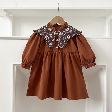 Платье с длинным рукавом    Коричневый    А8027