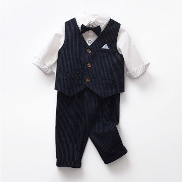 Костюм с жилетом, рубашкой, брюками и бабочкой   Трикотаж   Мал Пуговица  Q2428