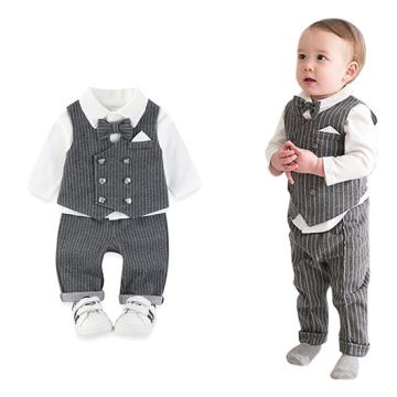 Костюм с жилетом, рубашкой, брюками и бабочкой полоска  Трикотаж   Мал Пуговица 18842