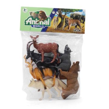Детский игровой набор «Дикие животные» 6в1 фигурки для малышей Ucok