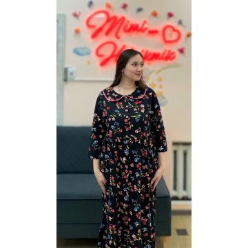 Халат Milana Черный Цветочки Хлопок пуговица