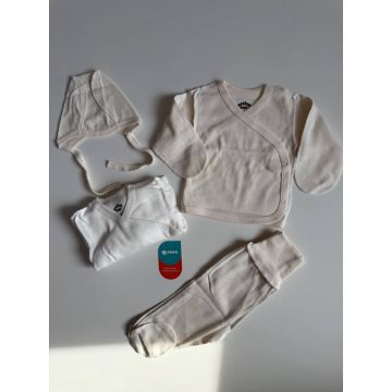 Набор 3в1 распашонка.ползунки.чепчик Однотонный Rakhim baby Интерлок    Кнопка спереди 8168