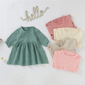 Платье для девочек с длинными рукавами   Муслин     BD01F