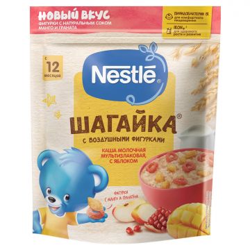 Молочная каша Nestle Шагайка мультизлаковая с яблоком и абрикосом 190г с 12 месяцев