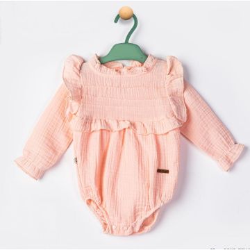 Боди длинный рукав  Begi Муслин Розовый  Дев Кнопки снизу 22412BS