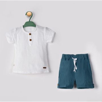 Футболка с шортами  Begi Муслин Синий  Мал Пуговица 22406BS