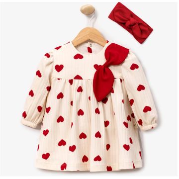 Платье с повязкой Сердечки Mini Cayzen Трикотаж Красный  Дев  5004MC