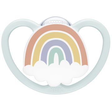 Пустышка Nuk Space радуга силикон 1шт 0-6мес