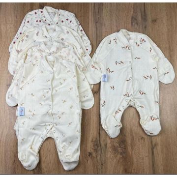 Слип    Larella Перфорированный рибана Молочный 56см (0-1мес)   Уни Кнопка спереди SLAR45