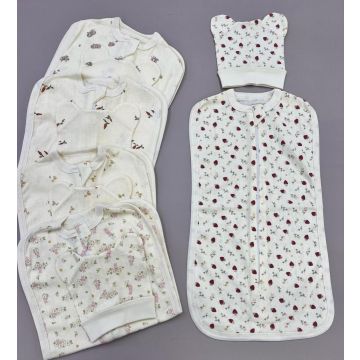 Кокон с шапкой  Larella Перфорированный рибана Молочный 56см (0-1мес)   Уни Замок KOKL234