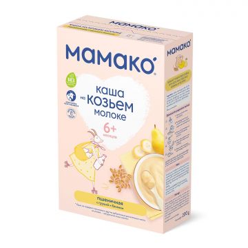 Каша на козьем молоке Мамако пшеничная с грушей и бананом 200г с 6 месяцев