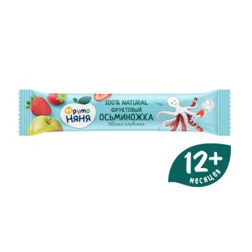 Фруктовые кусочки Осьминожка Фруто Няня яблоко,клубника 16 гр
