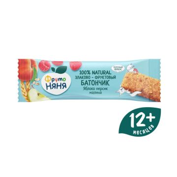 Злаковый батончик Фруто Няня яблоко, малина, персик 25 гр