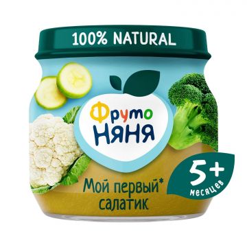 Пюре Фруто няня в стекле мой первый салатик 80г с 5 месяцев