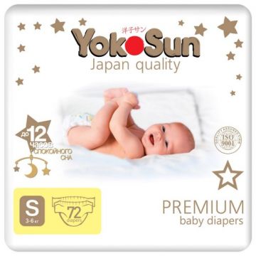 Подгузники Yokosun Premium 2-S 3-6кг (72шт)