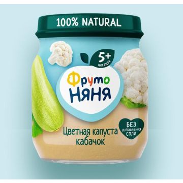 Пюре Фруто няня в стекле цветная капуста и кабачок 110г с 5 месяцев