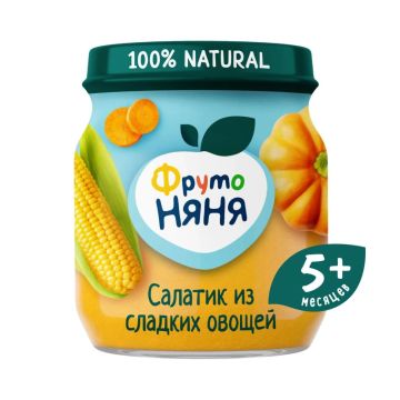 Пюре Фруто няня в стекле салатик из сладких овощей 110г с 5 месяцев