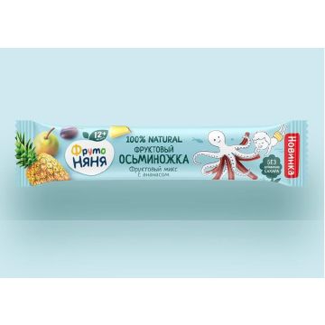 Фруктовые кусочки Осьминожка Фруто няня яблоко, груша, слива и ананас 16г с 12 месяцев