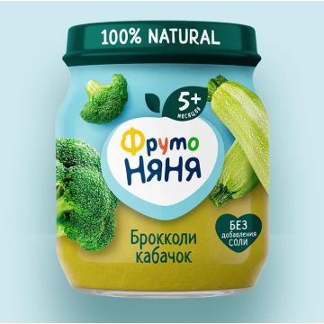 Пюре Фруто няня в стекле брокколи и кабачок 110г с 5 месяцев