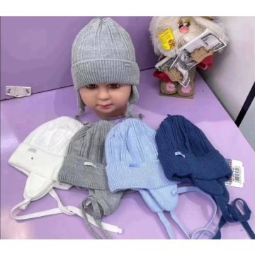 Шапка с отворотом Grans Вязаный   Мал, Демисезон Завязки 42-44см (3-6м) KU675