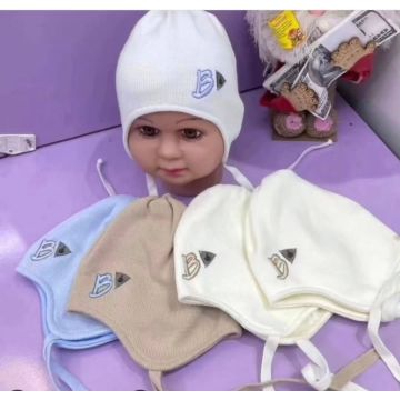 Шапка  Grans Вязаный  B Мал,  Завязки 38-40 см (0-1 мес) KU668