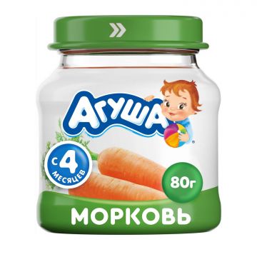 Пюре Агуша в стекле морковь 80г с 4 месяцев