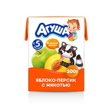 Сок Агуша яблоко, персик 200мл с 5 месяцев