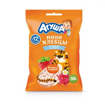 Хлебцы Агуша рисовые ягодное ассорти 30г с 12 месяцев