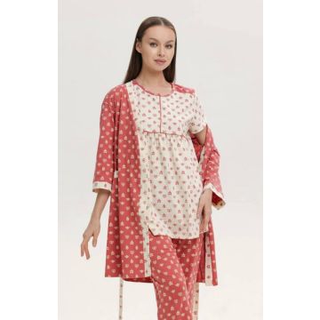 Комплект с халатом 3в1 7891 Ellada  Казахский орнамент Трикотаж  Пояс