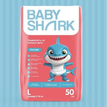 Трусики Baby shark L (9-14 кг) 50 шт
