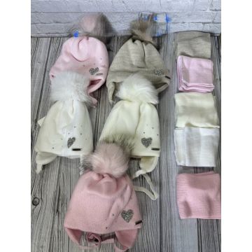 Шапка с шарфом Grans Вязаный  Стразы Дев, Зима Бубон  915