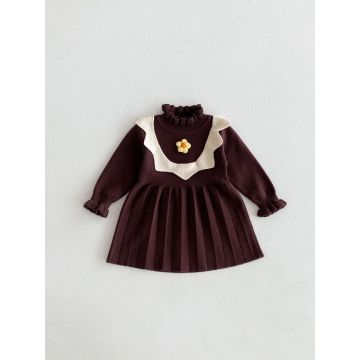 Платье  Yidoumi Вязаный трикотаж Коричневый/молочный Дев  GZ692