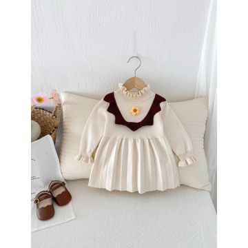 Платье  Yidoumi Вязаный трикотаж Бежевый/коричневый Дев  GZ692