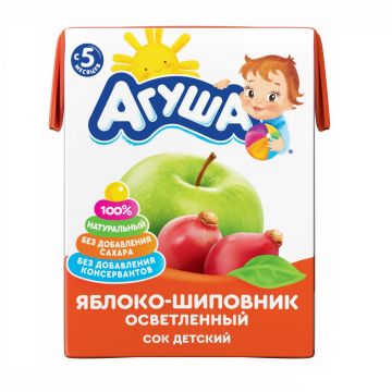 Сок Агуша яблоко, шиповник 200мл с 5 месяцев