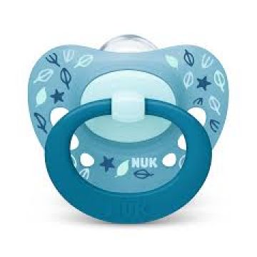 Пустышка Nuk Signature голубой силикон 18-36м