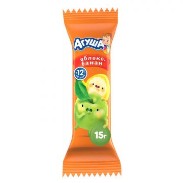 Батончик Агуша яблоко, банан 15г с 12 месяцев