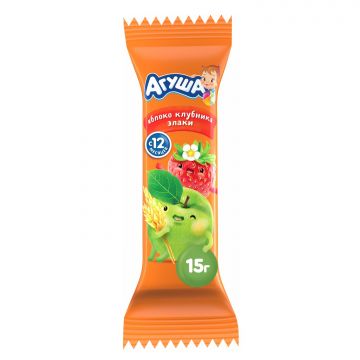 Батончик Агуша яблоко, клубника, злаки 15г с 12 месяцев